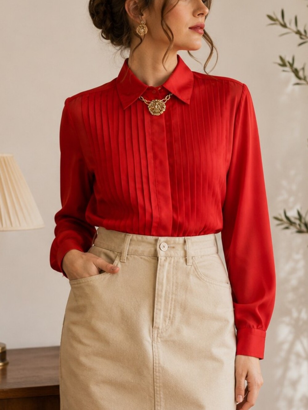 V I N T A G E:: Karen Scott Pleated Front Button Front Blouse